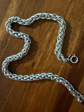 Vintage Napier 18” Chunky Braided Rope Silver-Tone Chain Necklace